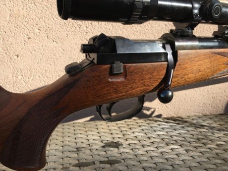 Vendo mi estupendo rifle mauser 66sm 300 wm cañón equipado con magnaport.
Monogatillo con pelo francés.
Monturas 32