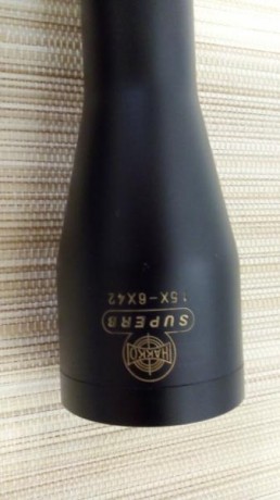 Hola.
En venta,visor Hakko Superb 1,5-6X42.Tubo de 30 mm y reticula tipo 4A.Regulacion de dioptrias en 02