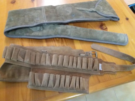 Hola vendo funda y canana en de serraje de muy buena calidad,prácticamente sin uso y de buena marca,precio 02
