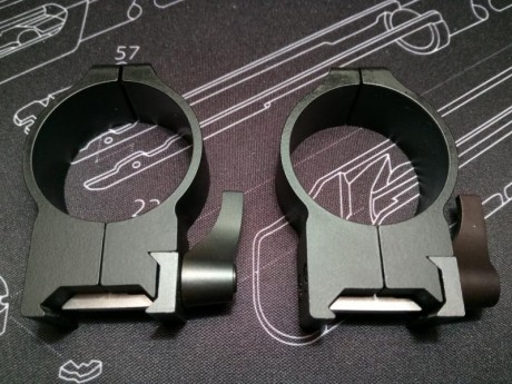 VENDIDAS!!! Anillas WARNE 34mm desmontables altas
Dimensiones:

A: 34mm.
B: .525" / 13,3mm.
C: .705" 00