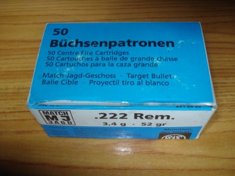 Hola,

Vendidas las mil vainas RWS del calibre .222R especiales para tiro al blanco con un solo tiro y 00
