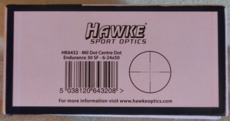 Saludos al foro.

Pongo en venta este visor Marca Hawke modelo Endurance 30 SF – 6-24x50 IR.
Montado siempre 01