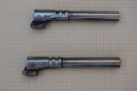 Vendos dos cañones para pistola Tanfoglio.
Uno de 9mm PB, longitud 120 mm, longitud hasta estrias de desamartillado 10