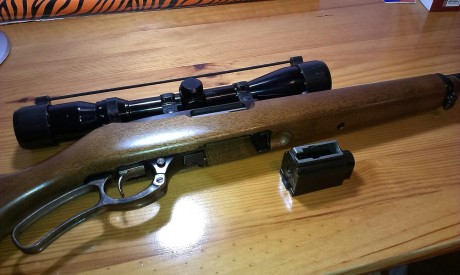 Hola.  Vendo este rifle, con cuatro cargadores de cuatro disparos cada uno, base para holográfico o visor 22