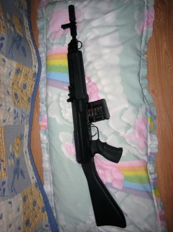 Hola. Vendo este rifle impecable, con muchos accesorios, cargadores de 10 y de 30, bípode original, dos 02