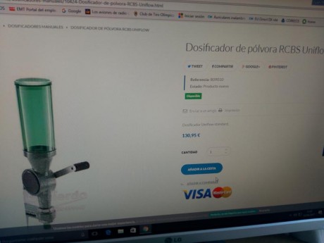 Vendo dosificador rcbs por dejar la recarga.
 € 
MEJOR QUE NUEVO

 PARA CARGAR RIFLE.  10