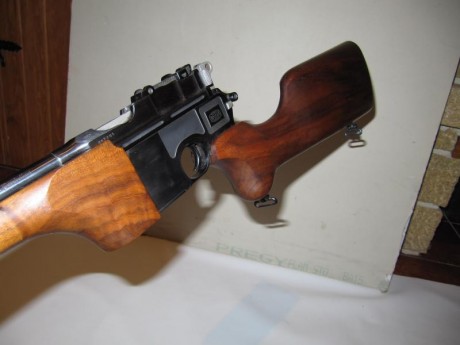 Vendo Carabina Mauser C-96 Cal 9mmPb
Cuidadisima y mimada al más mínimo detalle!
Longitud 877mm
Peso 1,9 10