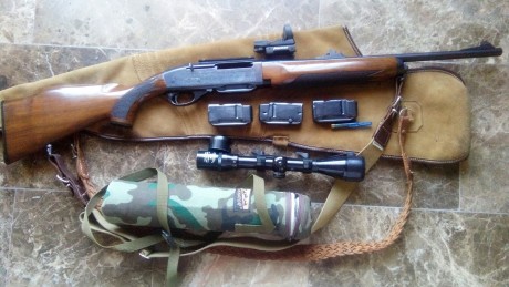 Pongo en venta este rifle Remington 7400 Carbine cal 30-06 sp, con monturas y bases Warne , visor Zenisson 01