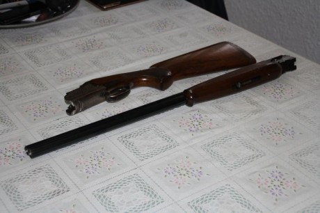 Vendo escopeta,superpuesta,monogatillo, expulsora, con selector de tiro, marca Lanber, con su funda, en 01