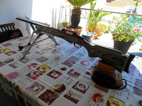 Lo vendo por 700 € solo el arma, lleva incorporada una cantonera regulable, base de 20 moas y un disipador 01