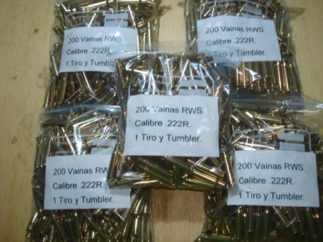 Hola,

Vendo 1000 (mil) vainas RWS del calibre .222R con un solo tiro y pasadas por Tumbler, van en 5 00