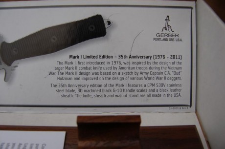 Vendo Gerber modelo Mark I. Edición especial limitada, conmemorativa. Numerado (sólo hicieron 1500). Sin 22