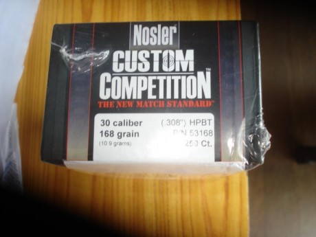 Hola,

Vendidos los proyectiles Nosler Custom Competiton del calibre .308 en 168 grains HPBT.

90 euros 01