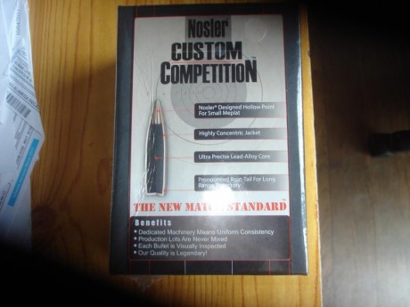 Hola,

Vendidos los proyectiles Nosler Custom Competiton del calibre .308 en 168 grains HPBT.

90 euros 00