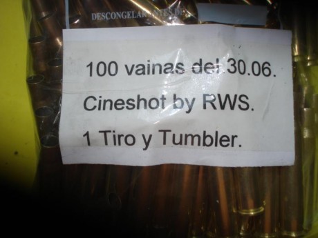 Hola,

Vendidas las vainas del .30.06 marca Cineshot by RWS con un solo tiro y pasadas por tumbler a 25 02