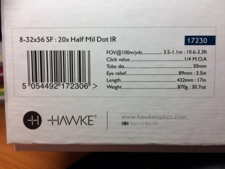 VENDO DOS VISORES HAWKE SIDEWINDER 8X32X56 ( JUNIO 2017) ,COMPLETAMENTES NUEVOSY COMPLETOS DE ACCESORIOS 10