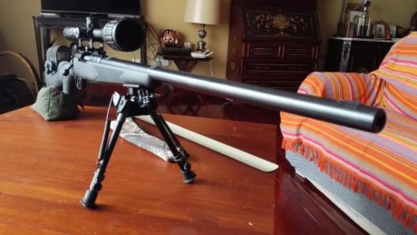 Vendo equipo F-Class compuesto por SAQUETE trasero en loneta y refuerzos en piel , BIPODE tipo Harris 02