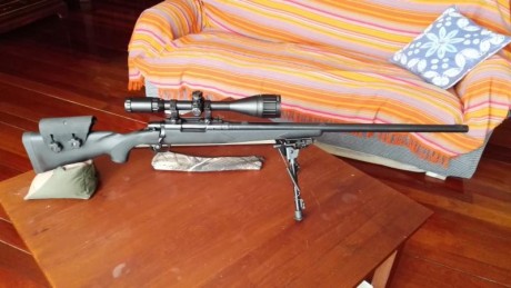 Vendo equipo F-Class compuesto por SAQUETE trasero en loneta y refuerzos en piel , BIPODE tipo Harris 00