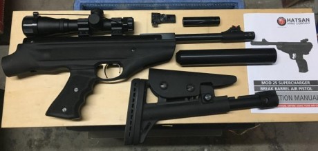 Hola compaňeros, 
Soy muy novato en cuestiones de accesorios y tuneo de armas. Tengo una Hatsan 25 Supercharger 42