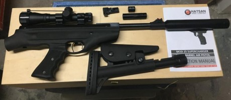 Hola compaňeros, 
Soy muy novato en cuestiones de accesorios y tuneo de armas. Tengo una Hatsan 25 Supercharger 41