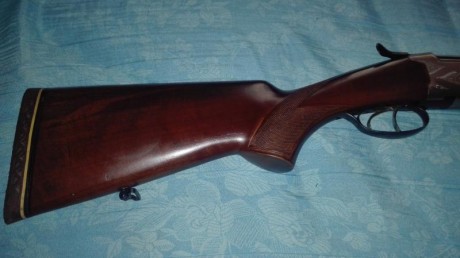 Se vende escopeta de caza superpuesta Azhur, no expulsora, calibre 12/70, doble gatillo, como nueva, regalo 01