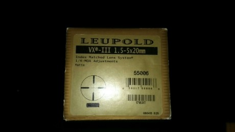 Se trata del modelo 1.5-5x20 de la serie VX3. El tubo es de pulgada. Se vende con un juego de anillas 01