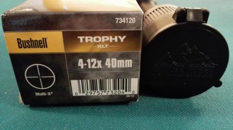 Hola a todos.
En venta por falta de uso. Visor BUSHNELL Trophy XLT 4-12x40 con retícula Multi-X, tubo 00