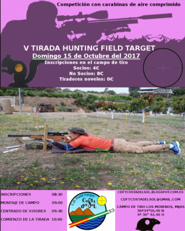 Hola a todos,

El próximo domingo, 15 de Octubre celebraremos en el CDFT Costa del Sol la V TIRADA HUNTING 00