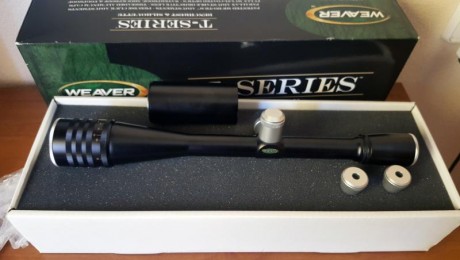 Vendo un visor Weaver T36 negro con las torretas y protectores opticos en color silver, (se compraron 01