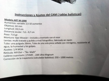 VENDO MAGNIFICO VISOR Leatherwood ART-1000

Es un  Leatherwood  modelo ART-M-1000  CON CALCULADORA BALISTICA 01