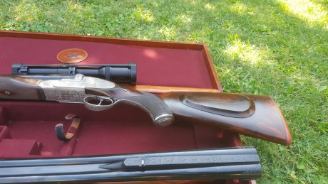 Unico y exclusivo rifle Express EGO modelo exclusive, calibre 470N. E. con cañon adicional en calibre 10