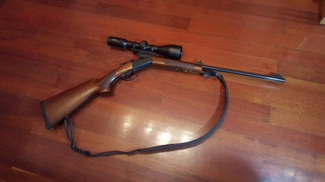 vendo monotiro con apenas 5meses de uso, comprado nuevo en armeria.
disparador convencional y al pelo.

cal 11