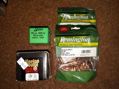 Buenas 

Vendo un pack de puntas del cal.222 compuesto por:

91 puntas Sierra .224 de 52 grains
90 puntas 00