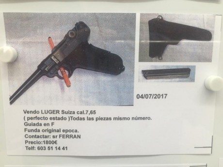 Compraría una pistola Luger del modelo 1906 en calibre 7,65 parabellum, con 4.3/4" (12cm) de longitud 80