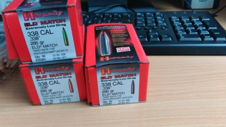Lo dicho en la cabecera Vendo proyectiles Hornady ELD-M cal.338 285grs son del orden de 5 cajas están 01