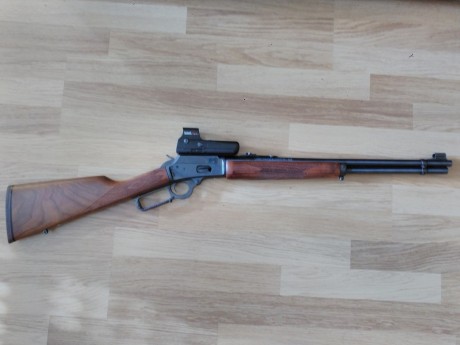 Vendo Marlin de palanca, modelo 1894 S de calibre 44 RMag. Cargador 10 cartuchos.
 Cañón micro estriado 02