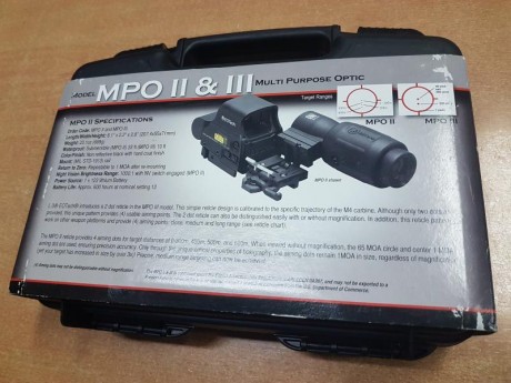 Se vende visor holografico Eotech MPO III con marcas leves de uso en el protector, las lentes trasera 02