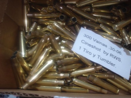 Hola,

Vendo trescientas (300) vainas del .30-06 con 1 tiro y Tumbler de la marca Cineshot (300), van 02