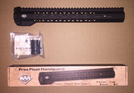 Se vende este magnífico guardamanos, único en su especie, para AR-15, fabricado en USA, de color negro 01