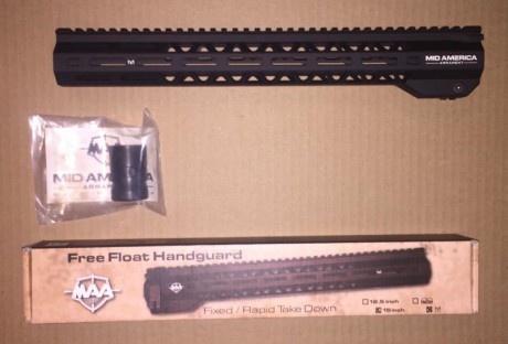 Se vende este magnífico guardamanos, único en su especie, para AR-15, fabricado en USA, de color negro 00