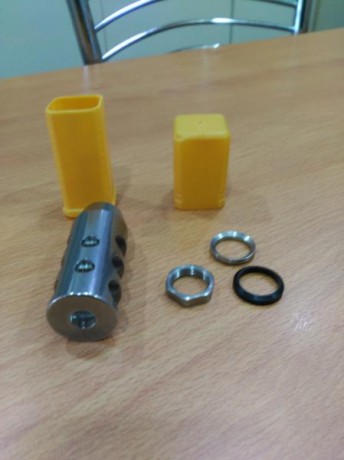 Freno de boca en acero inoxidable, con rosca 5/8 - 24 UNEF de 21 hilos, para calibres comprendidos entre 02