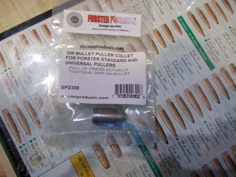 Hola, vendo el collet para el desmontador de cartuchos Forster calibre 308, esta nuevo en su embalaje 00