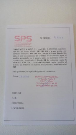 Buenas tardes,

Vendo Armero de Grado III para 3 armas cortas de la marca SPS (modelo 310), incluyendo 00