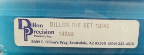 Se vende kit para Dillon 650 en calibre .40s&w mas los dies de la misma marca.

Su estado es sin uso.

Precio 00