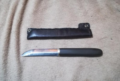 Hola de nuevo. He encabado esta hoja de puukko de 10 cm en madera de abedul.

Buscaba "meter" 11