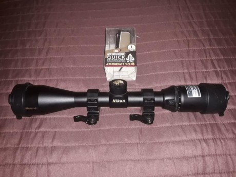 Se vende visor nikon monarch 2.5 -10 * 42 de pulgada reticula BDC con poco uso con anillas UTG de desmontaje 02