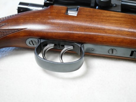 Carabina 22 Anschutz 1415/1416

Lleva disparador con pelo tipo doble gatillo (a la austríaca), tiene una 10