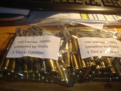 Hola,

Vendidas las doscientas (200) vainas Cineshot by RWS del calibre .308W con 1 tiro y pulidas en 00