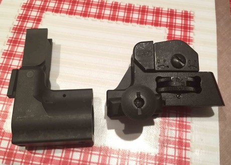 Toma de gases para AR15 con punto delantero y alza trasera regulable, 40 euros

6 euros portes península, 00