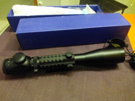 Mira telescópica táctica, 3-9 X 40 E, es china, muy poco uso, apta para calibres pequeños, Airsoft, aire 02